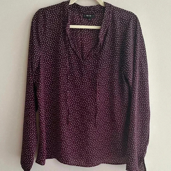 B Collection by Bobeau Purple and White Polka Dot Blouse, Size Medium - Picture 1 of 16